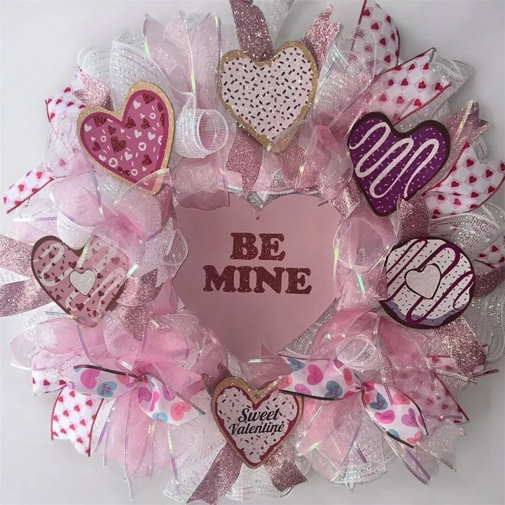 Made to order ‼️Beautiful Valentine’s Day wreath hand made deco mesh wre…